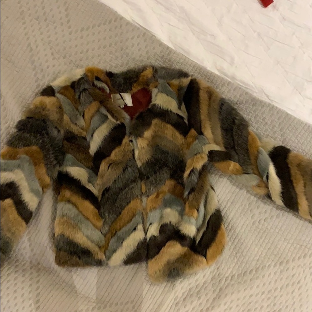 Anthropology faux fur jacket US S barely worn